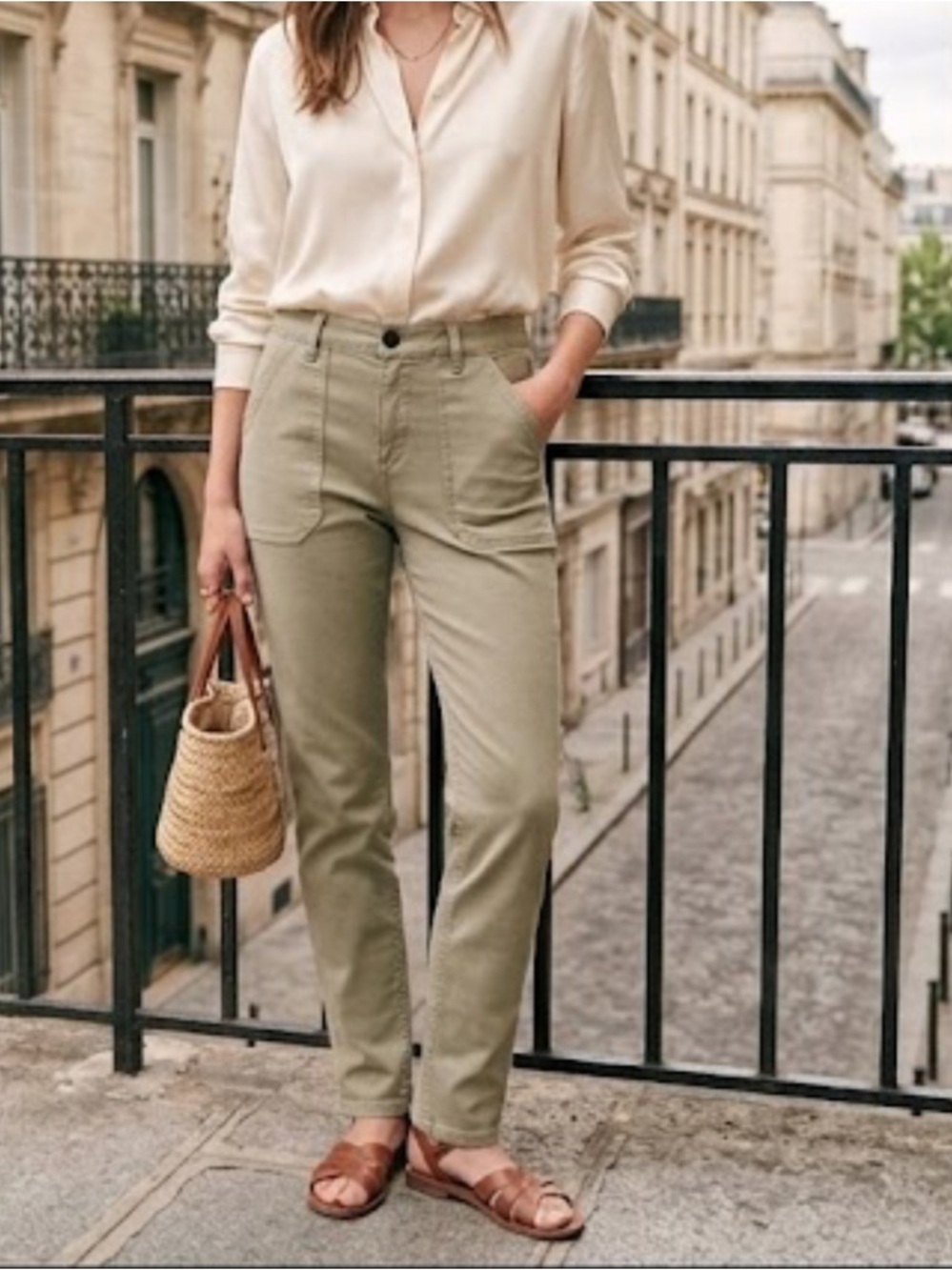 ba&sh Jeans Size 6 Khaki Denim Wash - Picture 3 of 14